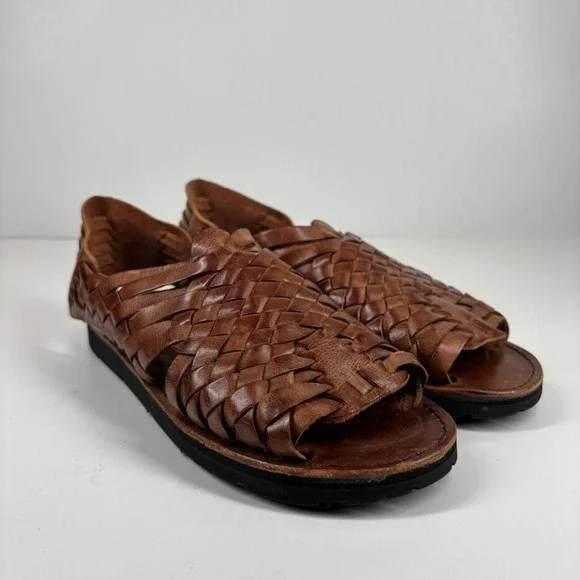 Brand X Huaraches Women's US 8.5 Brown Leather Pachuco Woven Open-Toe Sandals - Picture 13 of 16